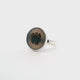 Dendritic Agate Ring - Round Cabochon with Single Centered Dendrite Cross-section Bezel Set in Simple 925 Sterling Silver sz7