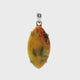 Bumblebee Jasper Pendant - Sharp Oval  Cabochon with Orange Lacy Accent Prong Set in 925 Sterling Silver
