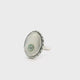 Solar Quartz Stalactite Ring - Oval Cabochon with Single Green & White Rimmed Eye Bezel Set with Rope Detail in 925 Sterling Silver sz5