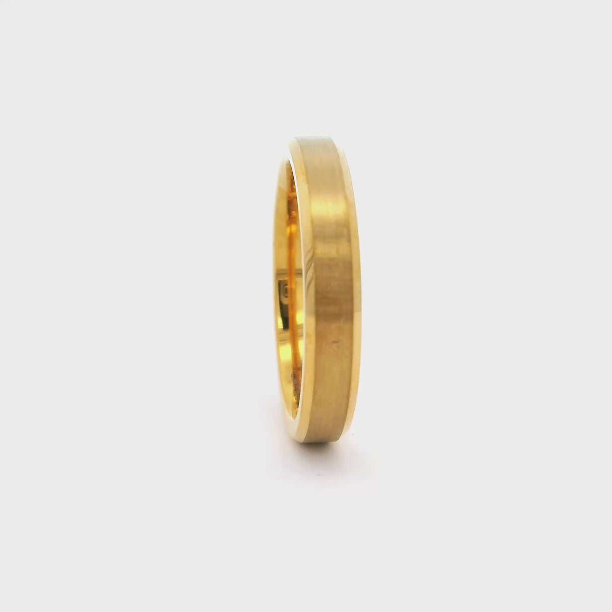 Tungsten Ring Gold With Shiny Beveled Edge 4mm s11
