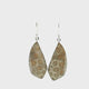 Fossilized Coral Dangle Earrings - Tooth Shape Cabochon Bezel Set in 925 Sterling Silver