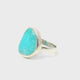 New Mexican Turquoise Ring - Polished Rounded Triangle Freeform Bezel Set in Simple 925 Sterling Silver sz6