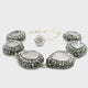 Selenite Link Bracelet - 6 Pear Links Surrounded by Marcasite & Silver Swarovski Crystals in 925 Sterling Silver