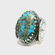 Turquoise & Pyrite Ring on Valhalla Band - Oval Cabochon