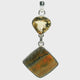 Bumblebee Jasper Pendant - Square Cabochon Below Faceted Citrine Bezel Set in 925 Sterling Silver