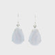 Blue Lace Agate Dangle Earrings - Teardrop Cabochon with Darker Vertical Banding Prong Set in 925 Sterling Silver