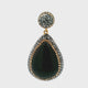 Pendentif Onyx noir - Cabochon goutte avec bélière en marcassite et cristaux dorés