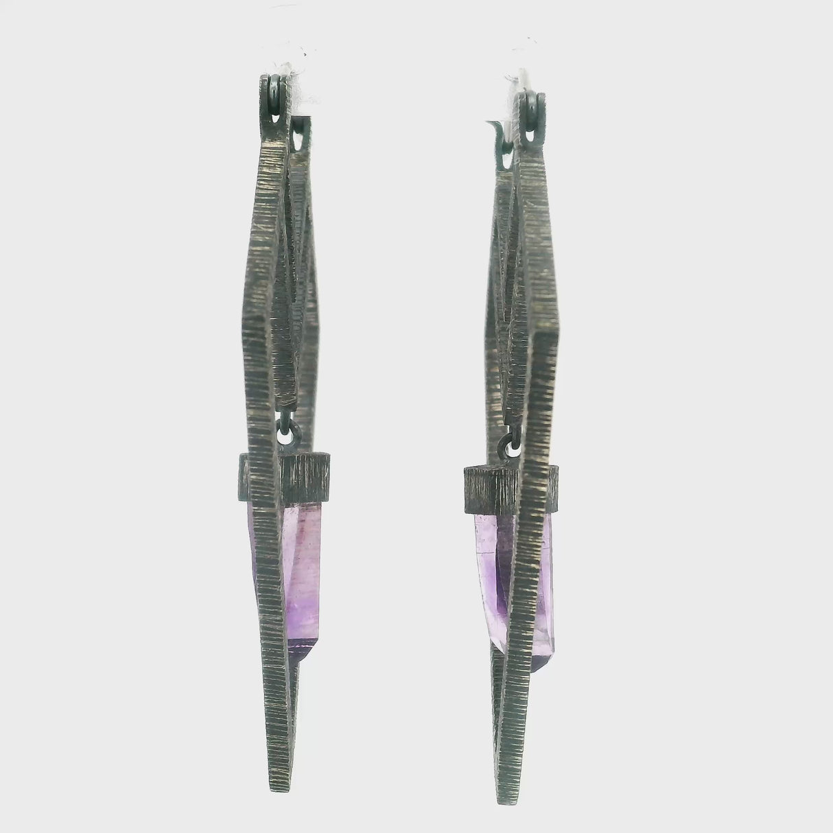 Unpolished Quartz Crystal Delving Arrow Hoop Earrings