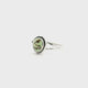 Lemon Chrysoprase Ring - Oval Cabochon with Dark Brown Inclusions Bezel Set with Line Accents on Double Band in 925 Sterling Silver sz9