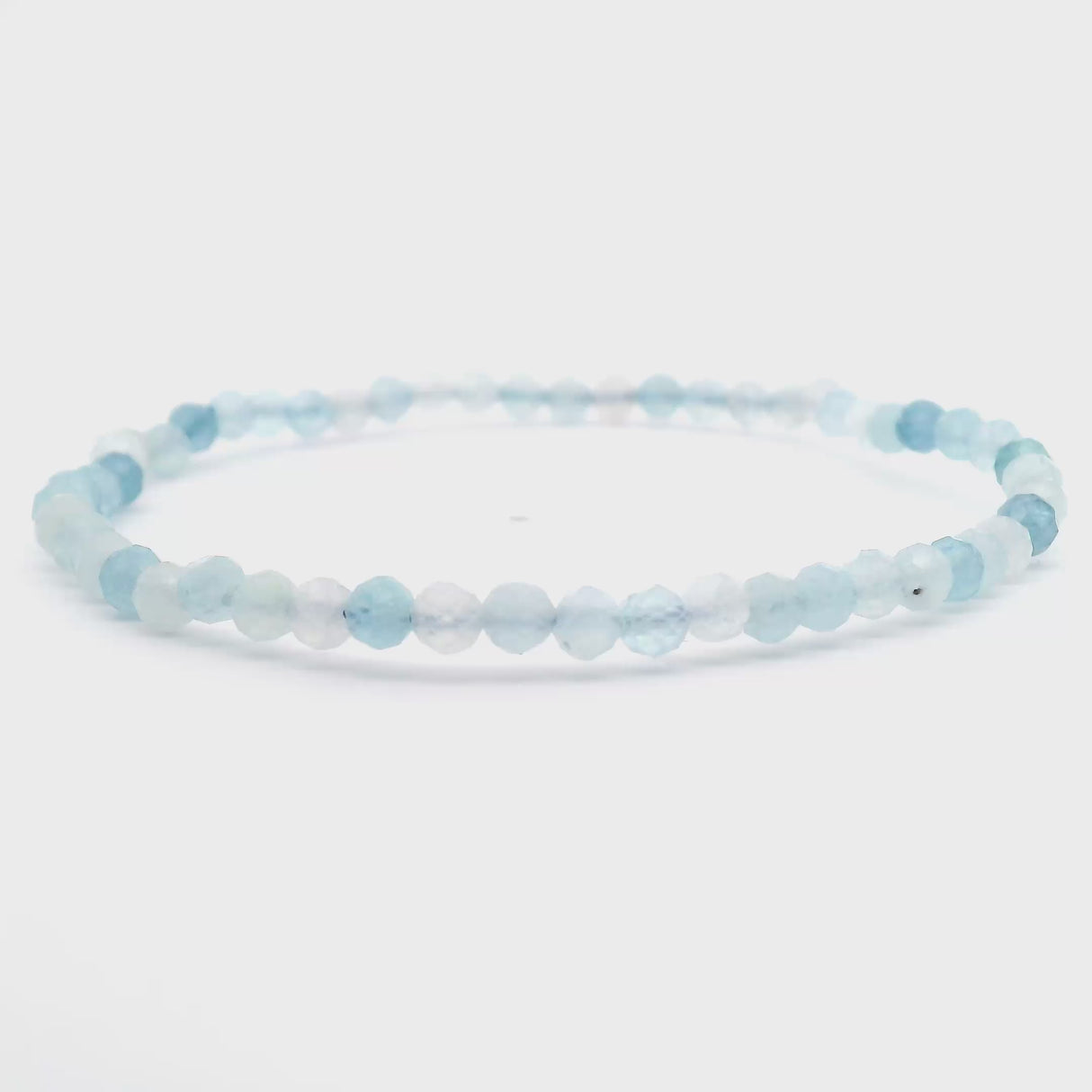 Aquamarine Beaded Bracelet 3.5mm Faceted Rounds