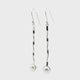 Freshwater Pearl Dangle Earrings - Round Pearl Bezel Set in 925 Sterling Silver at End of 2" Silver Twisted Rod