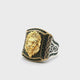 Emerald Lion Ring - Gold Vermeil Lion Head & Single Row Pave Emerald Nanostones & Braided Details in 925 Sterling Silver sz11