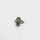 Dendritic Agate Ring - Rectangle Cabochon with Dark Brown Dendrites & Rope & Beaded Detail Bezel Set in 925 Sterling Silver sz10