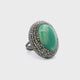 Persian Turquoise Ring -Gemmy Teal Blue Oval With Marcasite & Adjustable Double Band