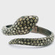 Nano Stone Hinged Bracelet - Wrap-Around Light Green Snake with Green Eye & Dark Overlay over 925 Sterling Silver