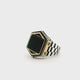 Black Onyx Ring - Square Flat Bezel Set in Gold Vermeil Hexagonal Setting with 925 Sterling Silver Watch-Like Band sz12.5