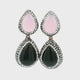 Rose Chalcedony & Black Onyx Earrings With Marcasite & Crystals