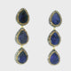 Blue Sapphire Dangle Earrings On-post - 3 Faceted Pears With Marcasite & Gold Swarovski Crystals & Gold Overlay