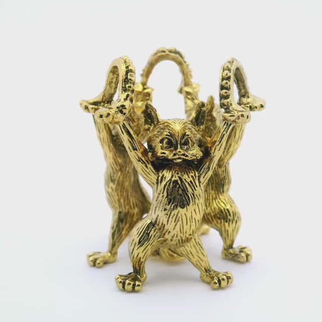 Casted Base Metal 3 Cats Sphere Stand - Gold