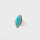 New Mexican Turquoise Ring - Faceted Sharp Oval Bezel Set with Stamped Line Detail & Double Band in 925 Sterling Silver sz9