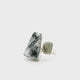 Dendritic Opal Ring - Trapezoid Cabochon with Herkimer Diamond Nugget Bezel Set in Open Adjustable Band in 925 Sterling Silver szAdj