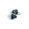 Rare Earth Gallery Agoudal meteorite ring featuring two bezel-set cosmic nuggets on an adjustable open silver band.