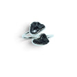 Rare Earth Gallery adjustable ring featuring two bezel-set Agoudal meteorite nuggets on a polished open metal band.