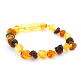 Rare Earth Gallery Mix Amber Baby Set - Necklace & Bracelet with Screw Clasp. Genuine amber beads in honey, cognac, and butterscotch tones.