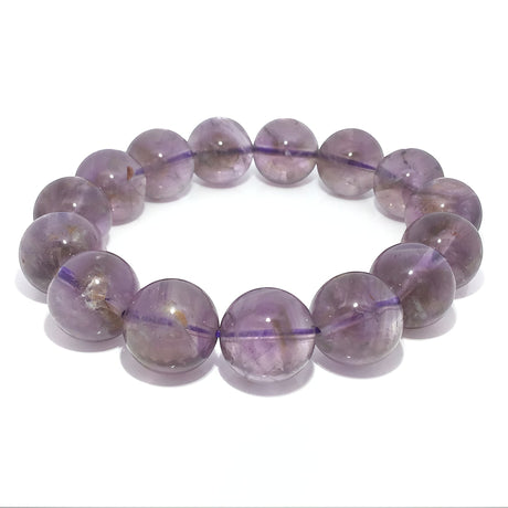 Rare Earth Gallery Ametrine beaded bracelet with 13.5-14.5 mm round beads in purple and yellow hues.