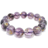 Rare Earth Gallery Ametrine beaded bracelet with 13.5-14.5 mm round beads in purple and golden yellow.