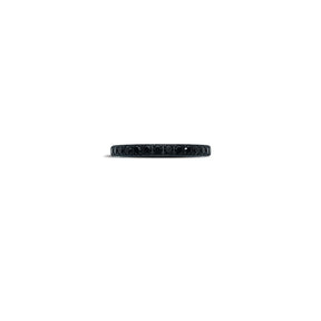 Rare Earth Gallery 2mm titanium ring with black IP plating and a half-band of sparkling black cubic zirconia stones.