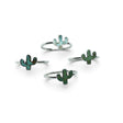 Rare Earth Gallery cactus-shaped green turquoise rings set in polished 925 sterling silver bands