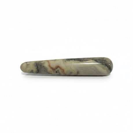 Rare Earth Gallery yellow Crazy Lace Agate massage wand with smooth polished surface and intricate swirling patterns