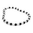 Rare Earth Gallery crystal necklace featuring alternating clear and black faceted beads with silver accents