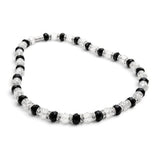 Rare Earth Gallery crystal necklace featuring alternating clear and black faceted beads with silver accents