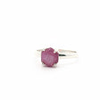 Rare Earth Gallery faceted ruby stalactite ring in a silver prong setting, size 6.
