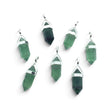 Rare Earth Gallery green fluorite double point pendants in open lantern 925 sterling silver bezels on white background