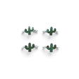 Rare Earth Gallery sterling silver rings featuring green turquoise cactus-shaped bezel settings on a white background