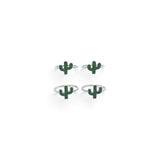 Rare Earth Gallery green turquoise cactus rings in 925 sterling silver, set of four delicate stackable bands.
