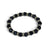 Rare Earth Gallery crystal bracelet featuring faceted jet hematite beads and sparkling silver-tone spacer accents.