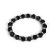 Rare Earth Gallery crystal bracelet featuring faceted jet hematite beads and sparkling silver-tone spacer accents.