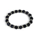 Rare Earth Gallery crystal bracelet featuring faceted jet hematite beads and sparkling silver-tone spacer accents.