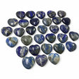 Rare Earth Gallery 25mm lapis lazuli hearts with deep blue color and golden pyrite flecks, hand-carved and smooth.
