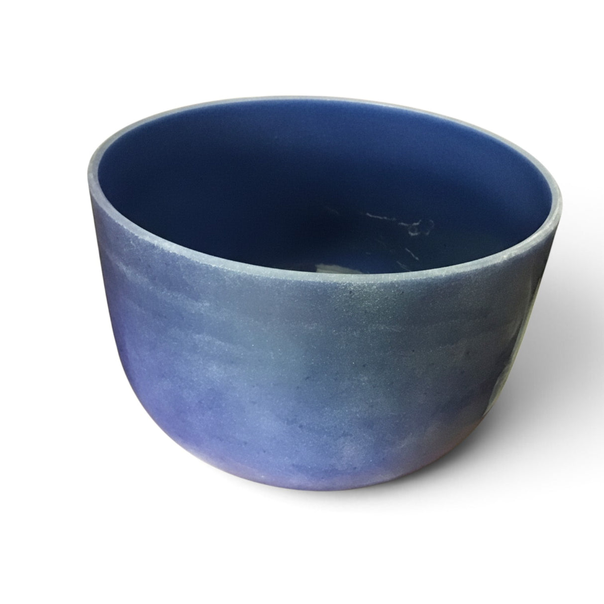 Rare Earth Gallery 10-inch quartz singing bowl infused with lapis lazuli, featuring a deep blue tone and note G.