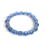 Rare Earth Gallery light sapphire crystal bracelet with iridescent faceted beads and silver-tone spacer accents
