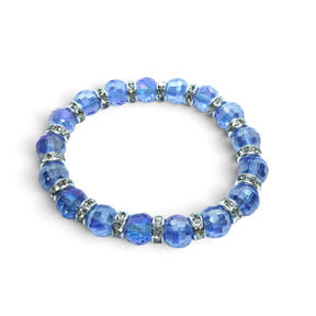 Rare Earth Gallery light sapphire crystal bracelet with iridescent faceted beads and silver-tone spacer accents