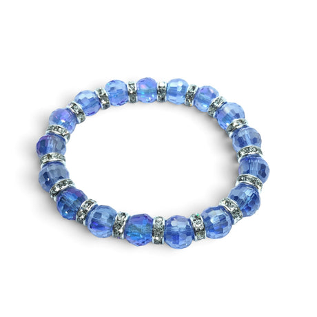Rare Earth Gallery light sapphire crystal bracelet with iridescent faceted beads and silver-tone spacer accents