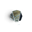 Rare Earth Gallery wooly mammoth tooth fossil ring featuring yellow sapphires set in a geometric silver band.