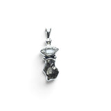 Rare Earth Gallery Campo De Cielo meteorite nugget pendant with a Herkimer diamond set in 925 sterling silver.