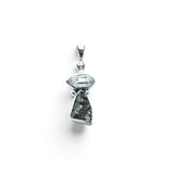 Rare Earth Gallery Campo De Cielo meteorite nugget pendant with a clear Herkimer diamond set in 925 sterling silver.